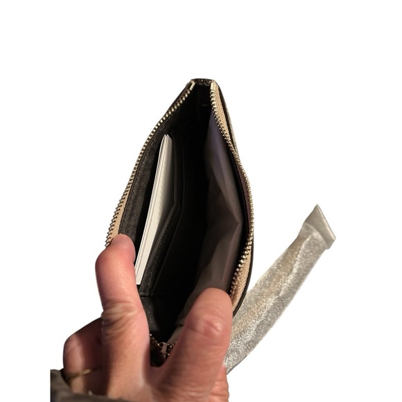 Coach F38655 Gold Metallic Signature Corner Zip With Stripe Wristlet Purse - Picture 7 of 16